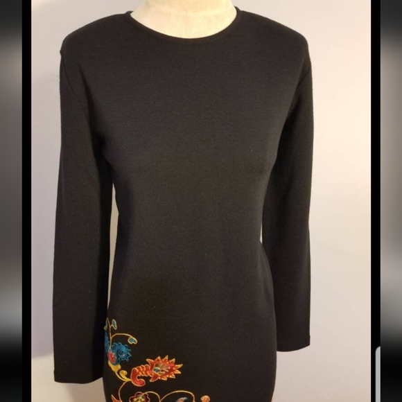ANDREA JOVINE DRESS VINTAGE EMBROIDERED 80S WOOL RETRO 90S PREPPY HIPSTER WINTER - Picture 5 of 10